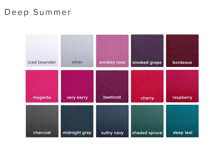 the color chart for deep summer