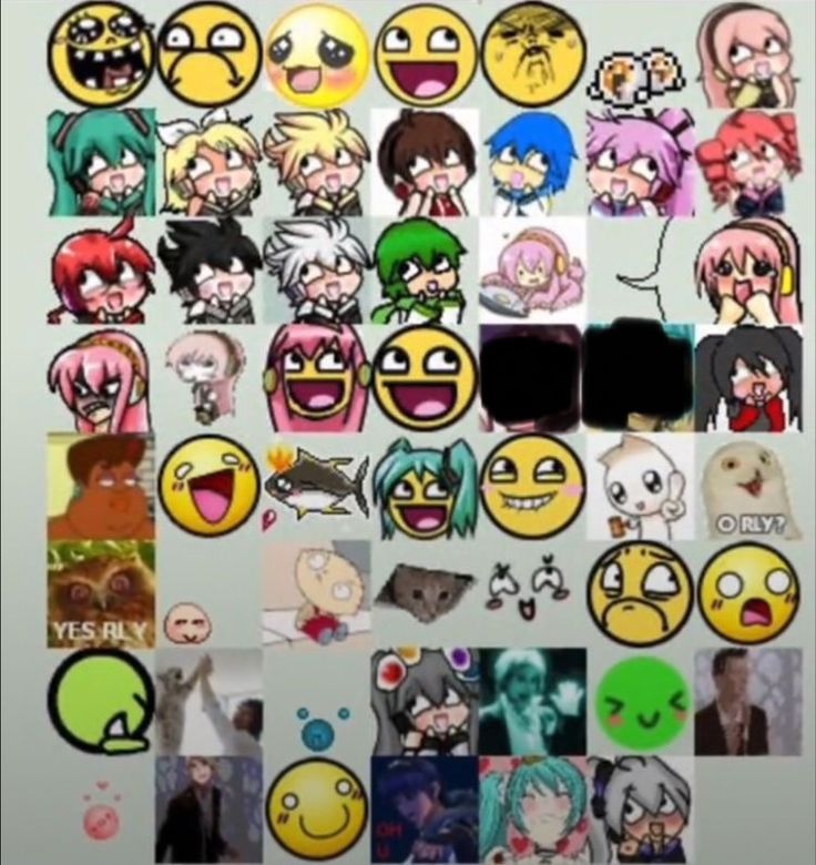 an image of many different emoticions on a cell phone screen with the caption's name