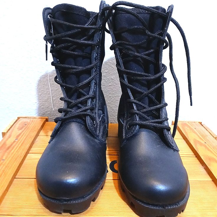 Genuine Leather Upper Vulcanized To Panama Sole And Heel Cotton Canvas Shaft And Tongue Nylon Webbing Trim On Sides And Collar Steel Shank Reinforced Sole For Added Support And Durability Removable Foot Bed With Comfort Features This Pair Of Boots Is Nwt!!! Black Non-slip Lace-up Boots, Black Non-slip High-top Boots, Black Combat Waterproof Boots With Round Toe, Black Synthetic Combat Boots For Outdoor, Black Combat Boots With Round Toe, Casual Black Slip-resistant Combat Boots, Black Slip-resistant Lace-up Combat Boots, Black Slip-resistant Combat Boots With Round Toe, Lace-up Combat Boots With Vibram Sole For Hiking