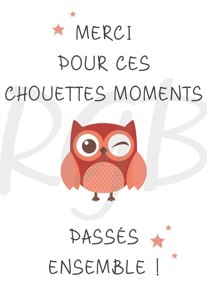 a card with an owl saying, merci pour ces chouettes moments passes ensemble