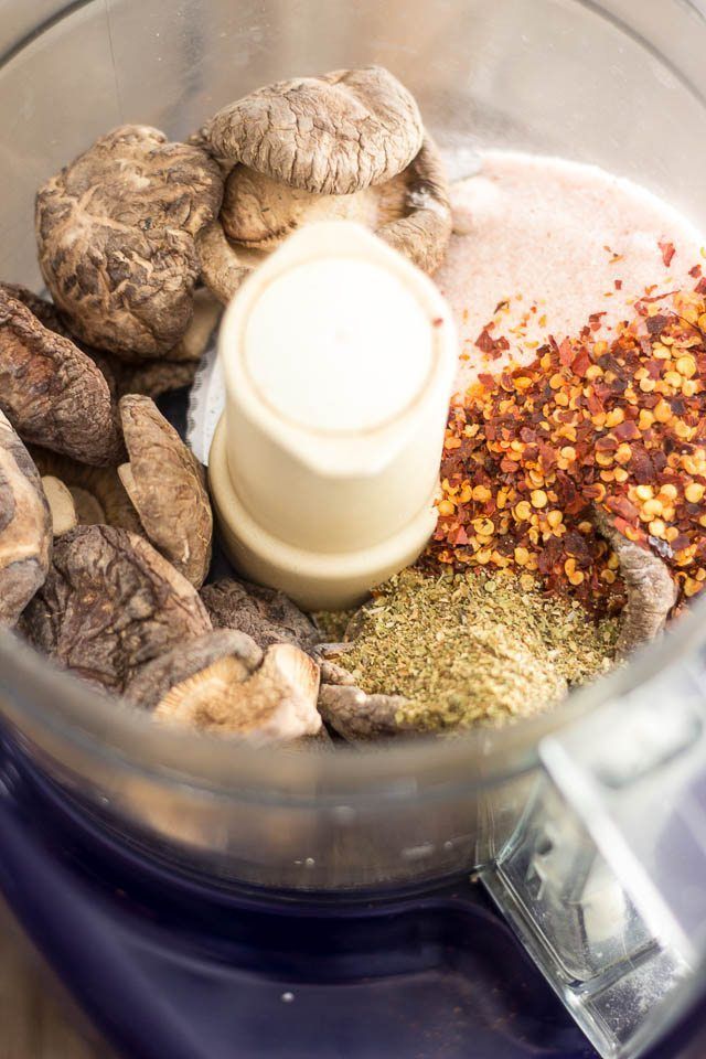 ingredients in a food processor to make an appetizer for meats and vegetables