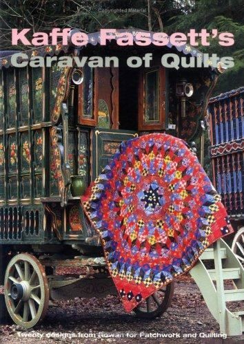 the cover of kaffe fassett's caravan of quilts, featuring an old truck