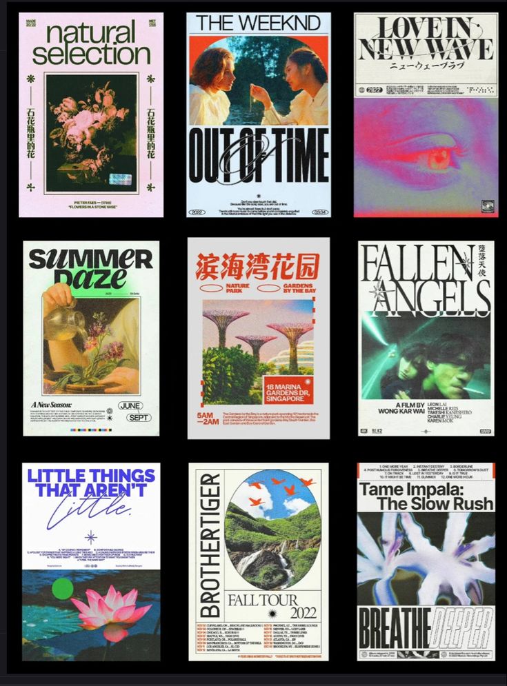 the covers of magazines are shown in different colors and font styles, including one that says out - of - time