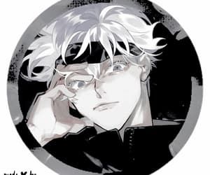 a drawing of a man with white hair and glasses talking on a cell phone while looking at the camera