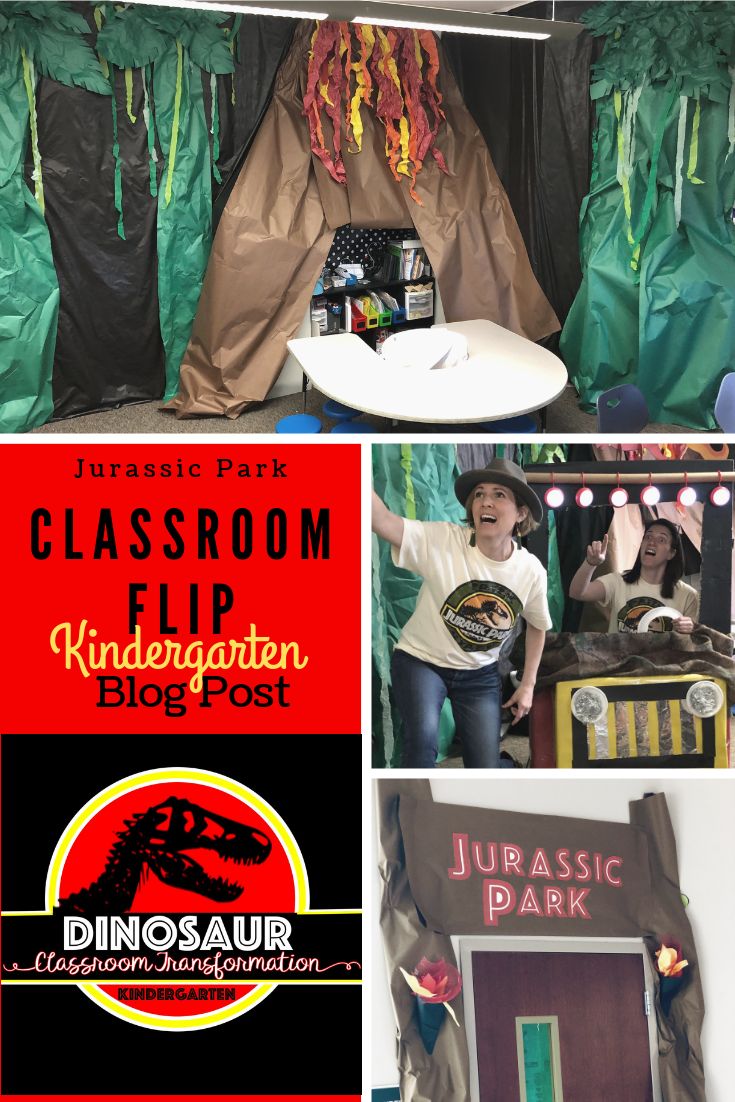 there is a collage of photos with dinosaurs in the background and text that says classroom flip