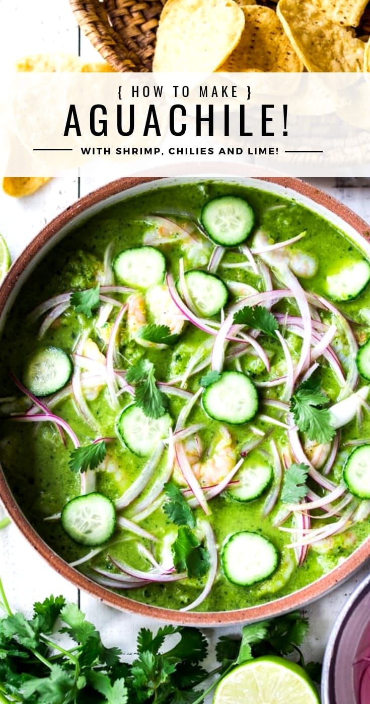 a bowl filled with cucumber and cilantro next to tortilla chips