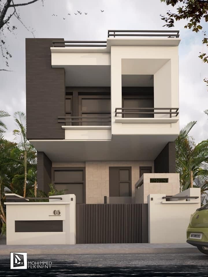 this is an artist's rendering of a two story house with balconyes and balconies