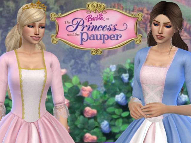 the princess and the pauper is standing next to each other in front of a sign