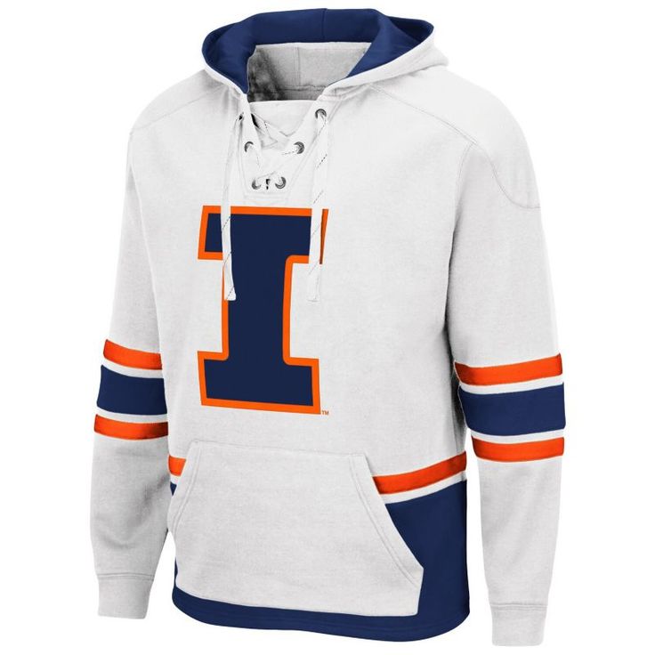 Step out in a look that's suited for the rink in this Illinois Fighting Illini Lace Up 3.0 hoodie. Featuring bold Illinois Fighting Illini graphics and a distinct colorway, this Colosseum pullover is crafted with a stylish lace-up neckline, giving this hoodie its unique appeal. It's complete with a pouch pocket to conveniently store belongings or keep hands out of chilly weather.Step out in a look that's suited for the rink in this Illinois Fighting Illini Lace Up 3.0 hoodie. Featuring bold Illi Collegiate Sports Hoodie For Winter, Collegiate Hoodie For Winter Sports, Collegiate Winter Sports Hoodie, Collegiate Hoodie With Team Name For Winter, Collegiate Winter Hoodie With Team Name, Collegiate Team Name Hoodie For Winter, Collegiate Team Hoodie For Winter, Collegiate Team-colored Hoodie For Winter, White Collegiate Hoodie For Fan Gear