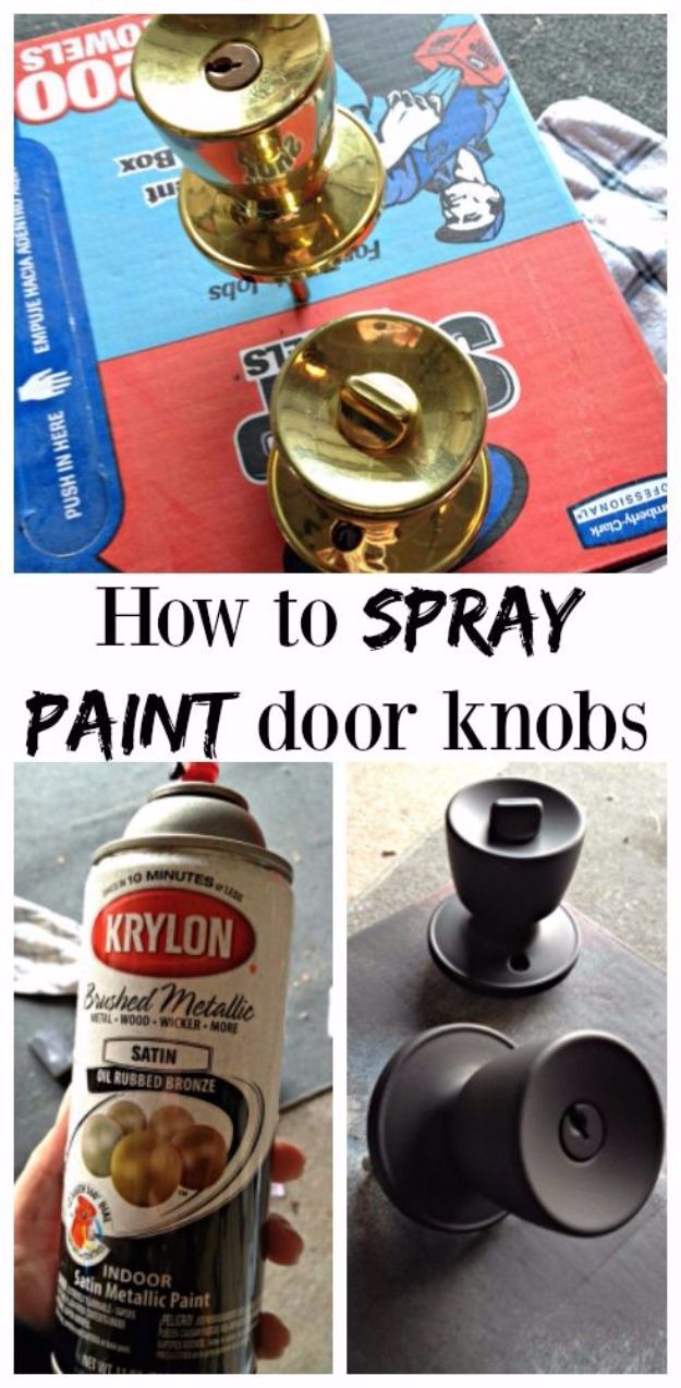 how to spray paint door knobs with an old can and some other things on the table