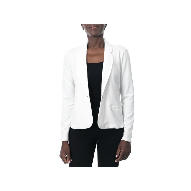 Strike a new look with this women's blazer from Nina Leonard. Strike a new look with this women's blazer from Nina Leonard.Click on this WOMEN'S GUIDE to find the perfect fit and more! Long sleeves 1-button frontFIT & SIZING 19.5-in. length from shoulder to hemFABRIC & CARE Polyester, spandex Machine wash - Delicate Imported Size: Small. Color: Natural. Gender: female. Age Group: adult. White Career Blazer With Notch Lapel, White Notch Lapel Blazer For Career, White Single Button Blazer For Office, White Long Sleeve Blazer For Career, Tailored White Career Blazer, White Tailored Career Blazer, White Tailored Blazer For Career, Fitted White Blazer For Office Wear, White Career Blazer