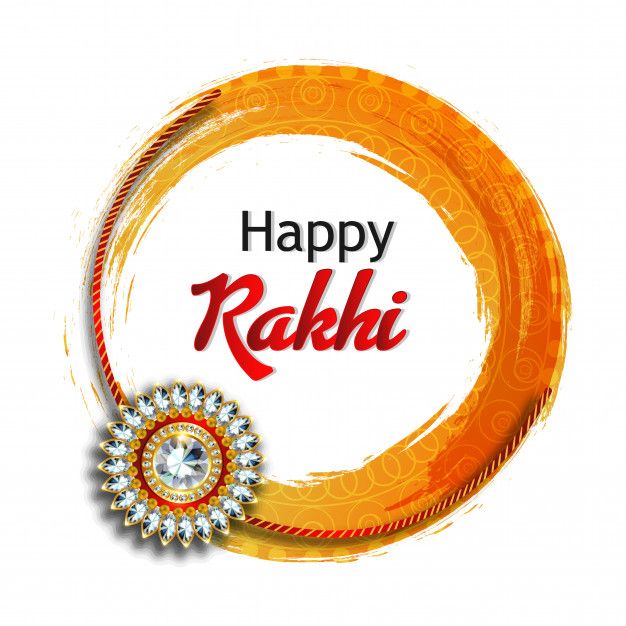 happy rakhi greeting card with an orange circle