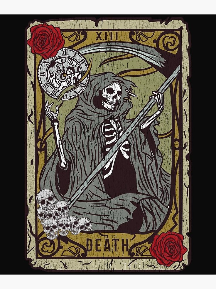 a skeleton playing card with roses on it