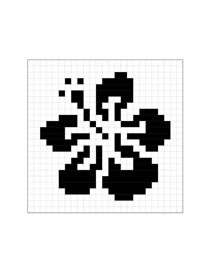 a black and white image of a flower with squares in the background that appear to be pixelated