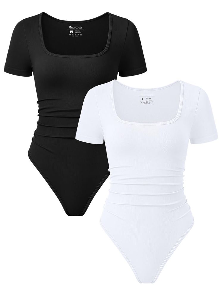 PRICES MAY VARY. Material - This short sleeve ruched bodysuits is made of 90% nylon,10% spandex. Llight weight, super soft and high-stretch fabric with a second-skin feel. Design - Going out bodysuits for women.waist ruched, slim fit, short sleeve, square neck, solid color. This bodysuits is the must-have item in wardrobe. Matching - Casual comfort bodysuits for women, matching with jacket, shorts, jeans, leggings, cargo pants or cardigan.Perfect for daily casual wear. Occassion - Basic bodysuit Cute Body Suits, Under Garments For Women, Short Sleeve Bodysuit Outfit, Cute Bodysuits, Amazon Orders, Girls Streetwear, Latina Outfit, Basic Bodysuit