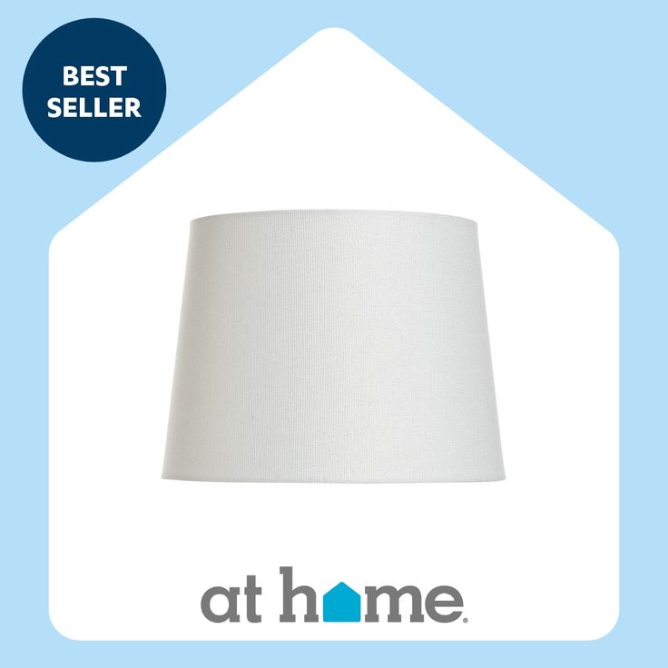 a white lamp shade sitting on top of a light blue background with the words best seller below it