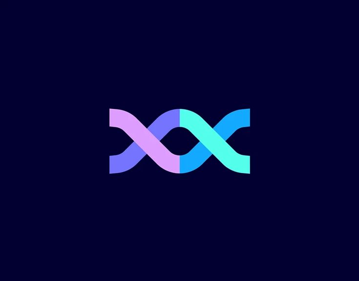 the letter x is made up of blue and pink wavy lines on a dark background