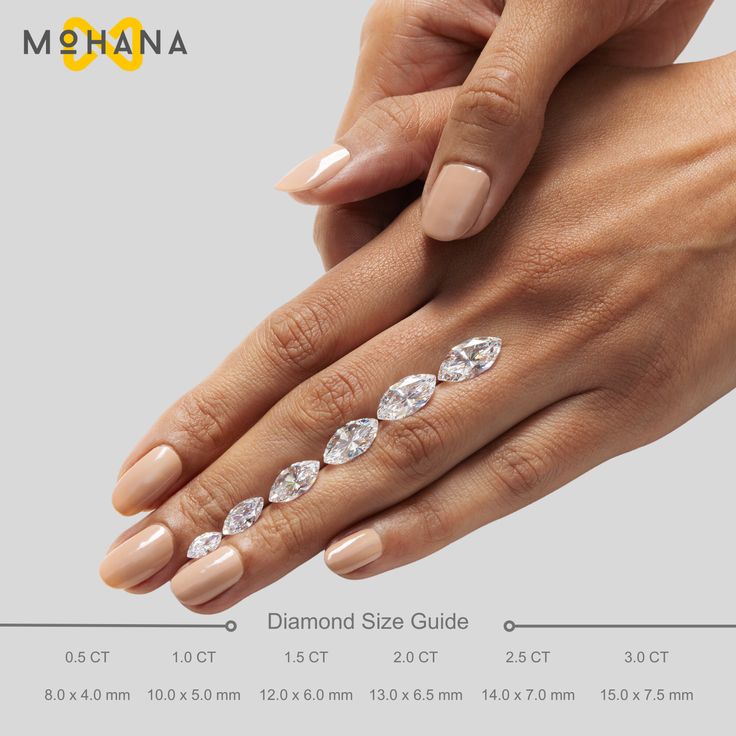 a woman's hand with diamonds on it and the measurements for her ring size