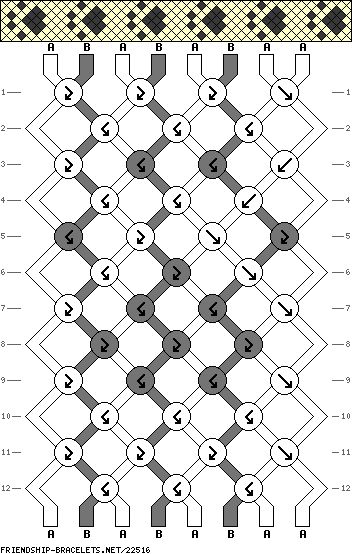 the pattern is shown in black and white, with numbers on each side of it