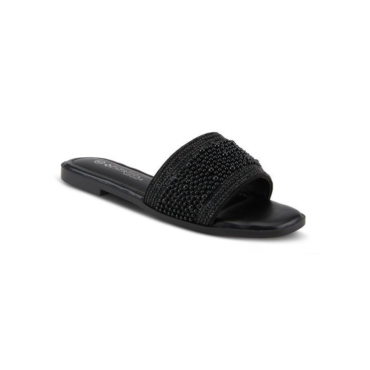 Step into a chic look with these Patrizia Pearliest women's slide sandals. Click this FOOTWEAR GUIDE to find the perfect fit and more! FEATURES Faux pearl accentsDETAILS Textile upper Synthetic, textile lining TPR outsole Open toe Slip-on Spot clean Imported Size: 40. Color: Black. Gender: female. Age Group: adult. Womens Slides Sandals, Chic Look, Womens Slides, Shoe Size Chart, Slide Sandals, Faux Pearl, Gender Female, Open Toe, Pear