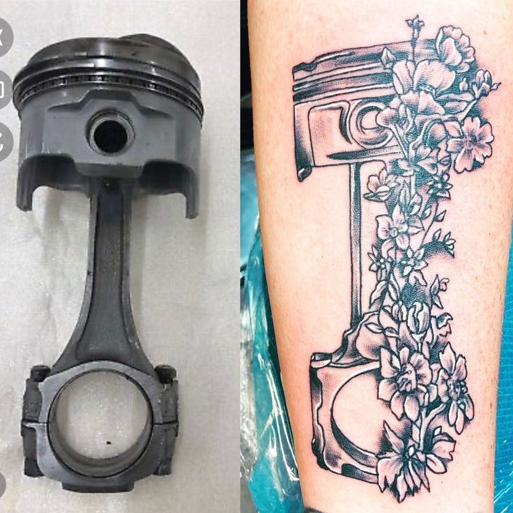 two photos side by side one has a tattoo and the other has a flower on it