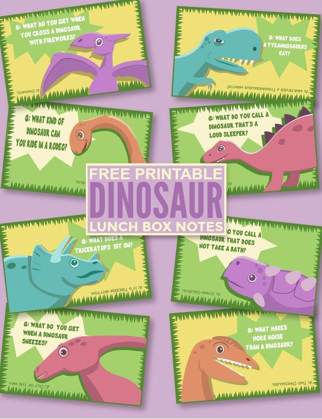 free printable dinosaur lunch box notes