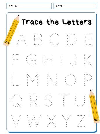 trace the letters worksheet with pencils and paper for children to practice their handwriting