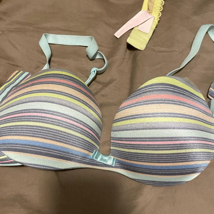 Like New, Never Worn Vs Blue Striped Bra With Underwire Size 34b Stretch Multicolor Bra, Blue Partially Lined Victoria's Secret Bra, Victoria's Secret Blue Padded Bra, Victoria's Secret Blue Underwire Bra, Victoria's Secret Blue Summer Bra, Vs Bras, Victoria's Secret Stretch, Bra Friendly Swimwear, Women's Intimates, Victoria's Secret