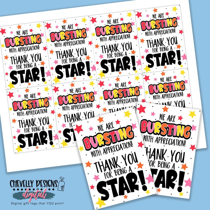 thank you star stickers with the words,'thank you star'in black and pink