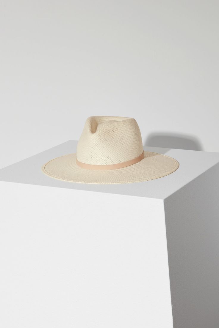 Sherman - Janessa Leone Luxury Natural Color Flat Brim Hat, Classic Flat Brim Hat With Leather Lining, Beige Leather Hats With Curved Brim, Classic Tan Flat Brim Hat, Janessa Leone Hat, Packable Hat, Janessa Leone, Large Photos, Accessories Bracelets