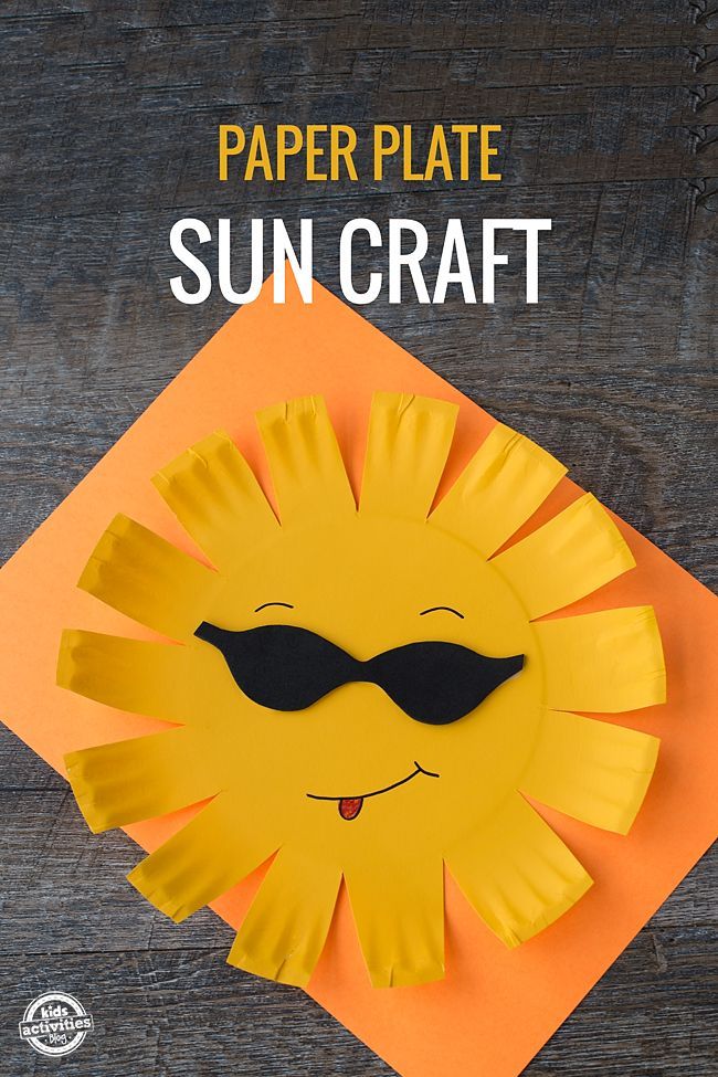 a paper plate sun craft with sunglasses on it