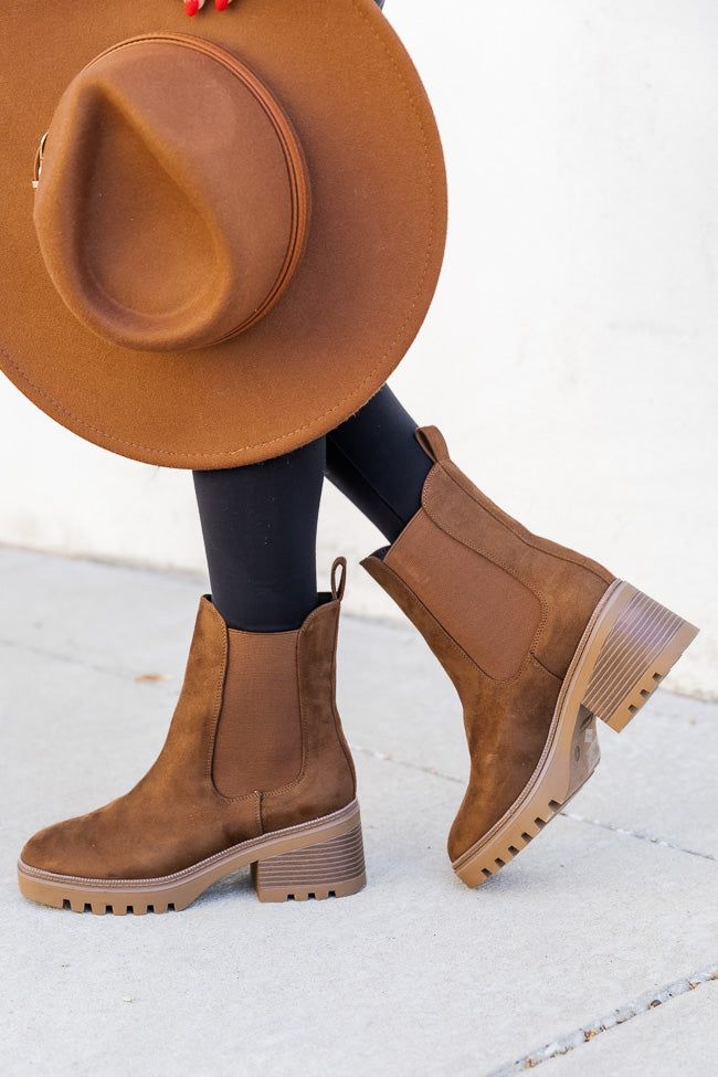 Casual High Ankle Heeled Boots For Fall, Casual Heeled Boots With Medium Width For Winter, Casual Suede Heeled Boots For Winter, Medium Width Ankle-high Chelsea Boots For Fall, Ankle-high Chelsea Boots For Fall, Trendy Suede Boots For Fall, Trendy Brown Boots For Fall, Casual High Ankle Chelsea Boots For Fall, Trendy Brown Chelsea Boots For Winter