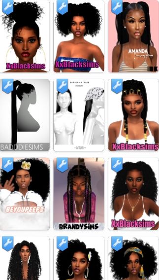 many different types of black women with long hair