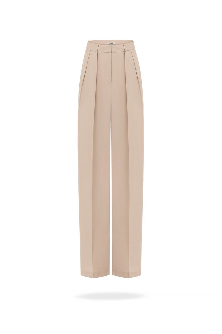 WIDE BEIGE TROUSERS – ANNAFOXY Elegant Beige Pants, Chic Beige Wide-leg Dress Pants, Chic Beige Wide Leg Dress Pants, Beige Straight Leg Formal Pantsuit, Beige Straight Leg Pantsuit For Formal Occasions, Beige Formal Straight Leg Pantsuit, Elegant Beige Straight Leg Bottoms, Chic Beige Pants For Formal Occasions, Elegant Straight Leg Dress Pants In Neutral