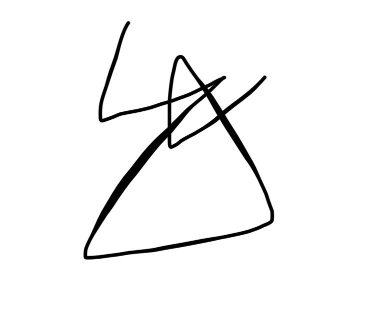 a black and white drawing of a triangle