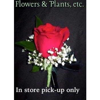 a red rose and baby's breath in store pick - up only