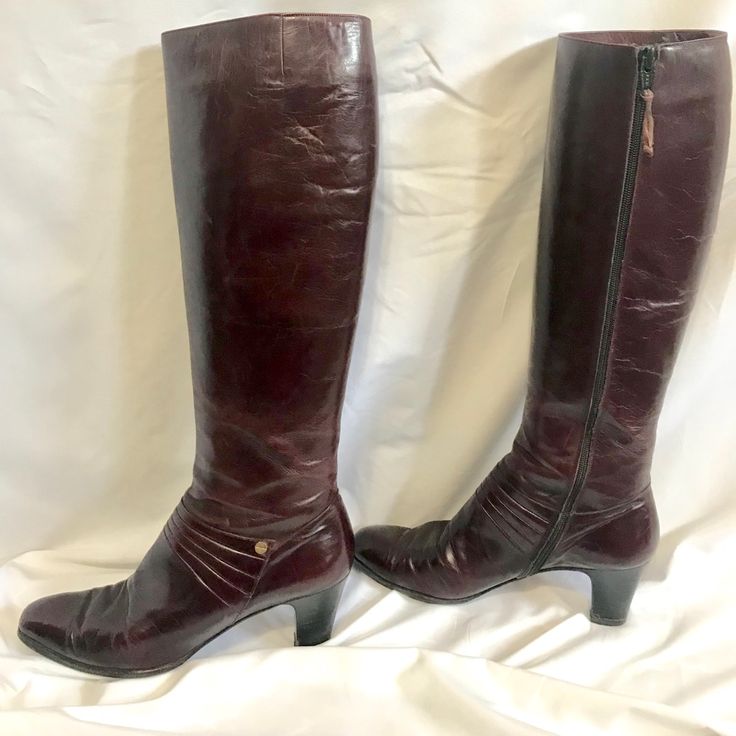 Vintage Salvatore Ferragamo Boots. Size 6.5. Inside Zip, 2” Heel, Rounded/Square Toe. Immaculate Condition With Exception Of Creasing (Seen In Photos) And Minor Scuffing At Toe (Photographed). Salvatore Ferragamo Shoes Women, Salvatore Ferragamo Heels, Vintage Brown Heeled Boots, Medium Width, Luxury Brown Snip Toe Knee-high Boots, Salvatore Ferragamo Bags Vintage, Salvatore Ferragamo Shoes, Shoes Heels Boots, Boot Shoes Women, Salvatore Ferragamo