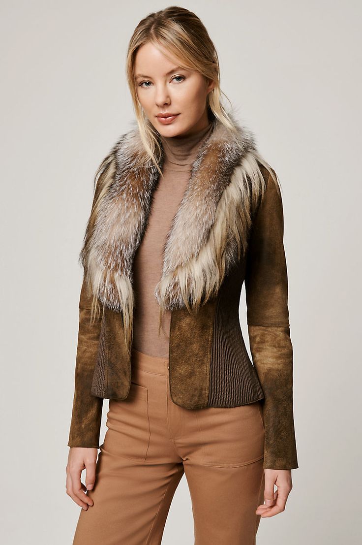 Savannah Leather Jacket Leather Jacket With Fur, Coat Tails, Jacket With Fur, Lambskin Leather Jacket, Sheepskin Coat, Goat Hair, Fur Fashion, Blazer Fashion, Workout Jacket