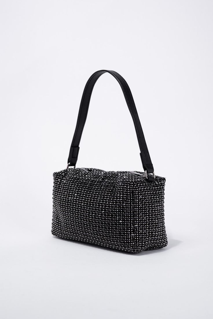 Introducing the Betsy Rhinestone Evening Bag. This elegant and stylish bag features stunning rhinestone detailing, adding a touch of glamour to any outfit. With its compact size, it's perfect for carrying all your evening essentials. Elevate your look and make a statement with the Betsy Rhinestone Evening Bag. SizeH: 5"W: 7.5"D: 2.75" QualityMade with quality Materials for endurance. ImportedBAG12254 Rectangular Shoulder Bag With Rhinestones For Everyday, Party Black Box Bag With Mobile Phone Holder, Handheld Evening Bag With Rhinestones For Night Out, Chic Shoulder Bag With Rhinestones For Everyday Use, Trendy Rectangular Evening Bag For Night Out, Chic Rhinestone Evening Bag For Night Out, Chic Evening Bag With Rhinestones For Night Out, Trendy Rhinestone Shoulder Evening Bag, Embellished Clutch Bag For Night Out