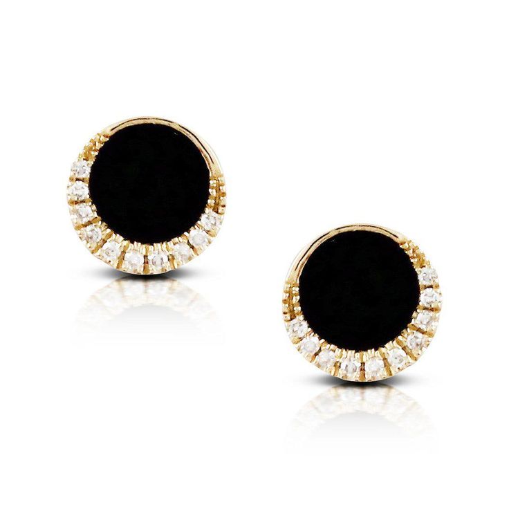 Inspired by the style and grandeur of the roaring twenties. Black onyx and diamonds are set in geometric vintage settings with delicate pavé detailing. Each jewel hearkens back to fashion's golden era. Specification: 14K Yellow Gold .05 Carat Total Weight Diamond G-H VS2-SI1 Clarity .36 Carat Black Onyx Luxury Gold Earrings With Black Diamonds, Luxury Black Jewelry With Polished Edges, Black Antique Earrings, Luxury Black Jeweled Jewelry, Luxury Vintage Black Earrings, Luxury Black Classic Jewelry, Luxury Black Diamond Elegant Earrings, Luxury Black Diamond Jewelry Gift, Luxury Black Earrings For Everyday Wear