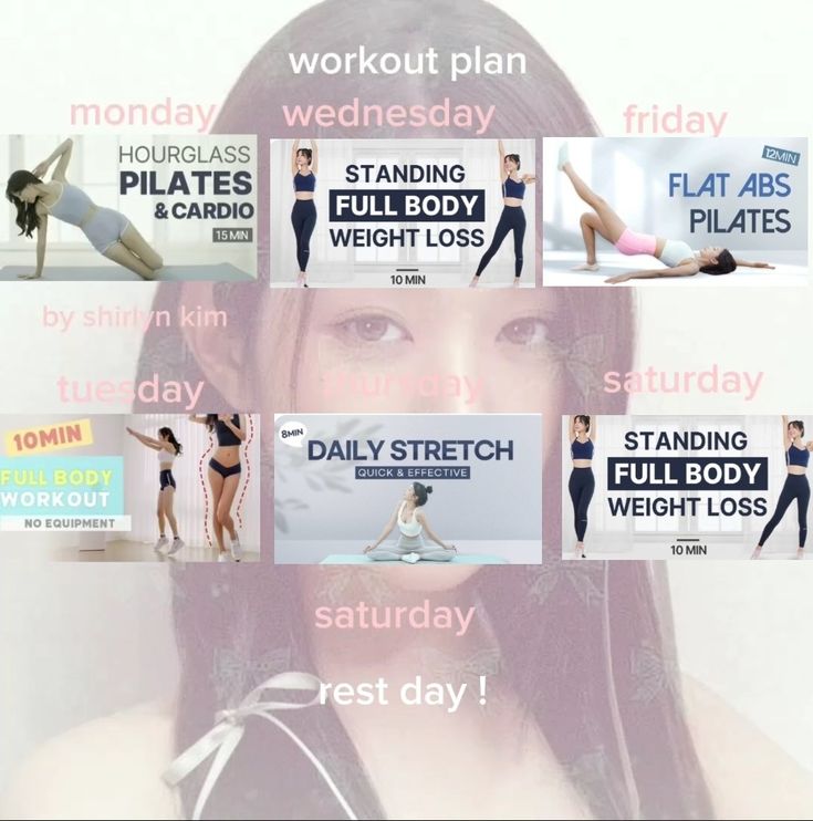 a woman with long red hair is doing exercises on her cell phone and the words, workout plan