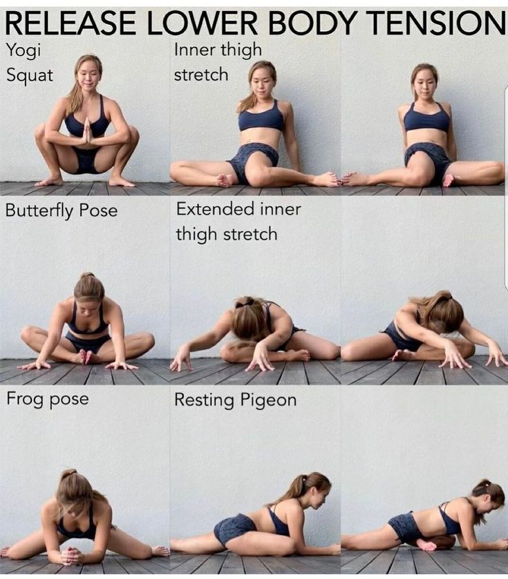 a woman is doing yoga poses on the floor