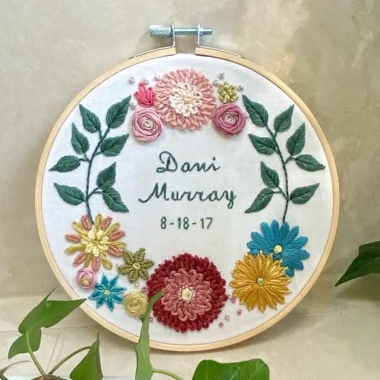 Gift this beautiful art to your near and dear ones Dimensional Embroidery, Baby Boy Birth Announcement, Gift Embroidery, Wedding Themed, Hand Embroidery Kits, Name Embroidery, Birth Stats, Personalized Embroidery, Custom Wedding Gifts