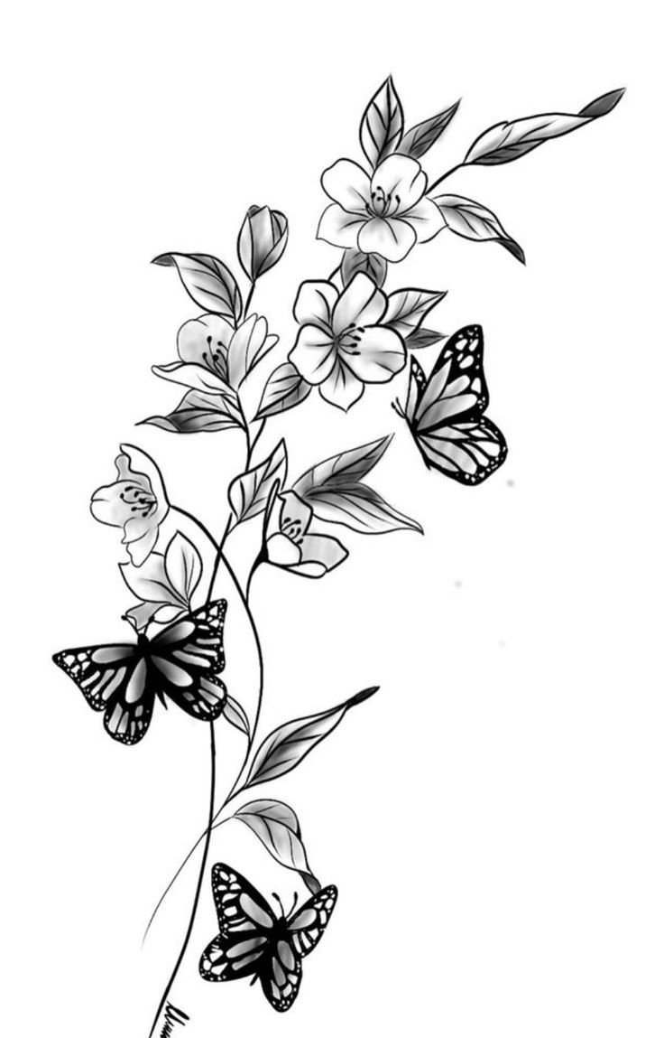 Butterflies And Cherry Blossom Tattoo, Butterfly Leg Tattoos, Tattoo Papillon, Butterfly Sleeve Tattoo, Tattoos On Arm, Butterfly Thigh Tattoo, Butterfly With Flowers Tattoo, Butterfly Tattoo Stencil, Butterfly Tattoos On Arm