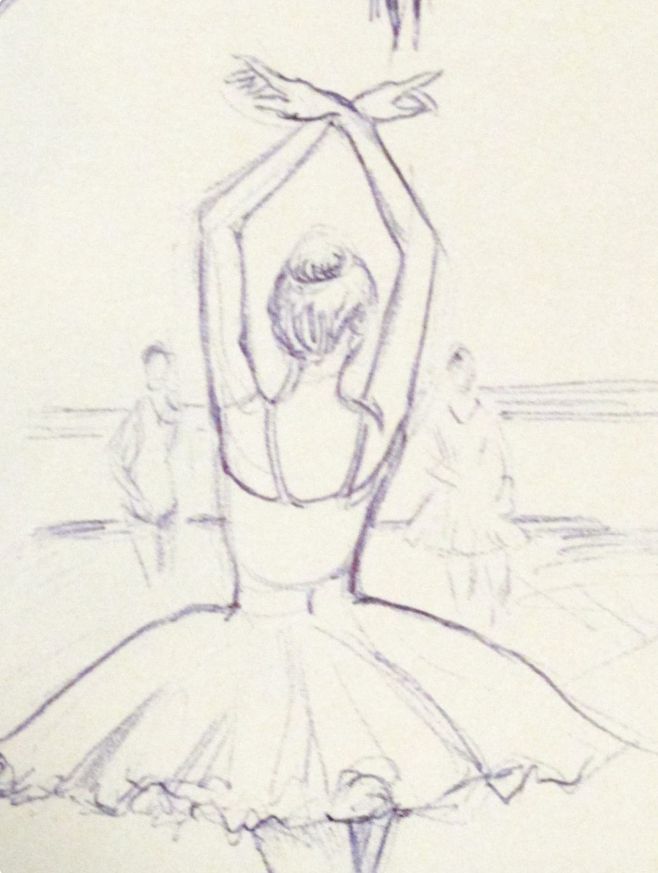 a pencil drawing of a ballerina in a tutu