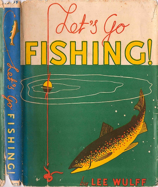 an old book with a fish on it and the words let's go fishing