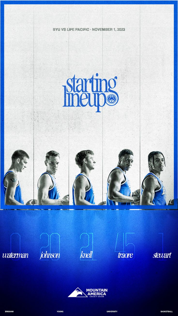 an advertisement for starting lineup with five men