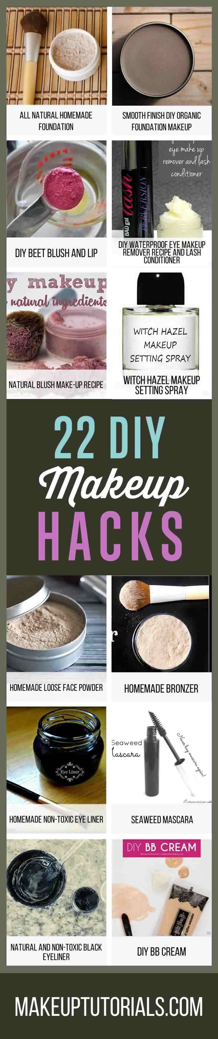 22 DIY Makeup Hacks You Wish You Knew About By Makeup Tutorials. makeuptutorials.c... Homemade Bronzer, Diy Bb Cream, Diy Cosmetics Recipes, Diy Makeup Recipe, Make Up Diy, Diy Wedding Makeup, Makeup Recipes, Natural Eyeliner, Homemade Makeup