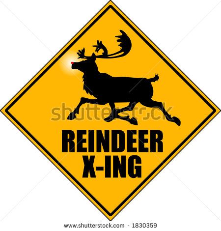 a reindeer crossing sign with the words reindeer x - ing in black on an yellow background