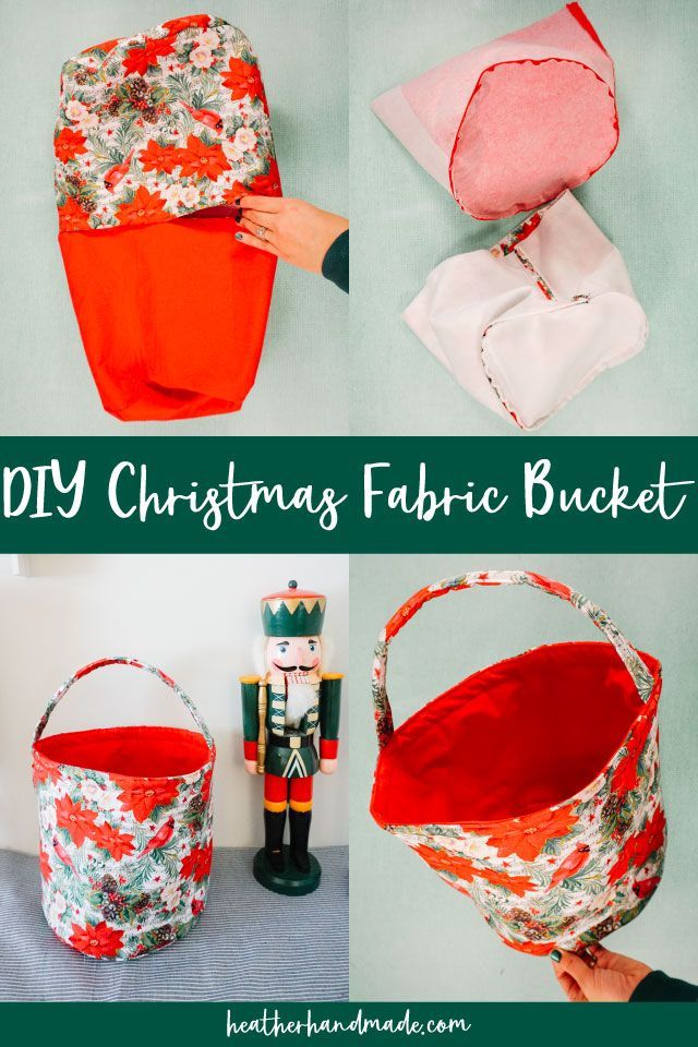 diy christmas fabric buckets with the instructions to make them look like they have been made out of fabric